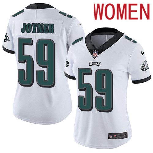 Women Philadelphia Eagles #59 Seth Joyner Nike White Vapor Limited NFL Jersey